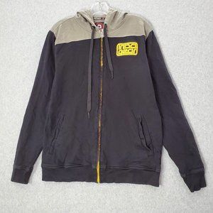 VINTAGE‎ Tribal Gear Men Sweatshirt Large Black Hoodie Logo Embroidered Full Zip